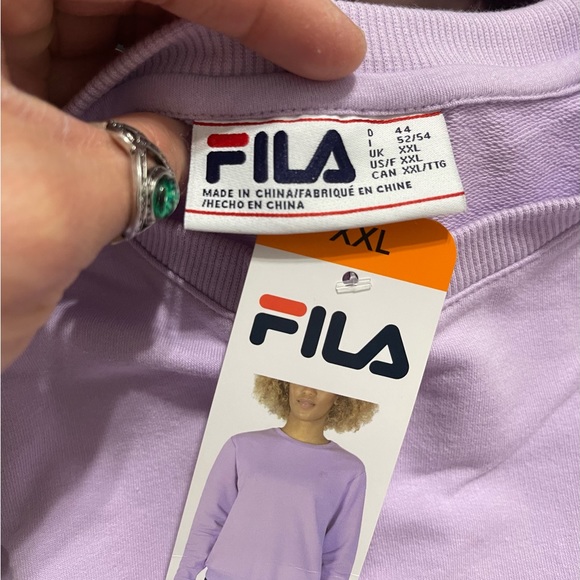 NWT Women’s Size XX-Large Fila Crewneck Sweater With Two Side Pockets Lavender - Picture 7 of 12